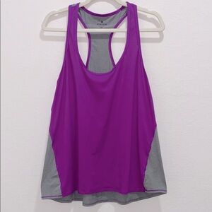 Athleta Chi Scoop Neck Racerback Vibrant Purple/Gray Sleeveless Tank Top-Size 1X